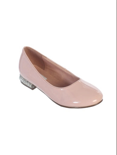 GIRLS MERY JANE W/JEWLLED LEATHERETTE HEELS