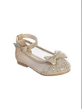GIRLS MESH RHINESTONE STUDED FLATS WITH A BOW