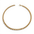 Gold IP plated stainless steel 8.5mm box chain necklace with polished and brushed finish on a white background