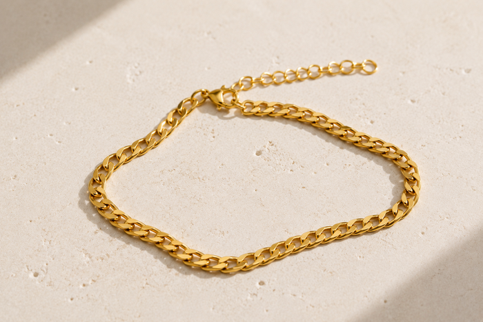 Gold plated chain bracelet for women, gift for her