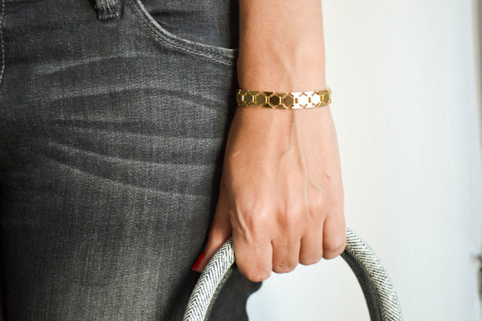 Gold chunky bracelet for women - shani-adi-jewerly