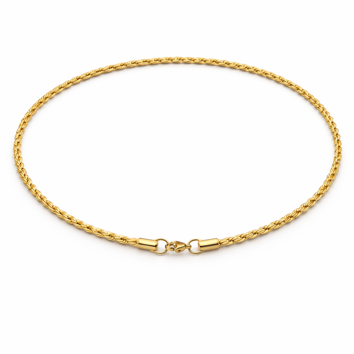 Gold Plated Rope Chain Necklace - 3mm