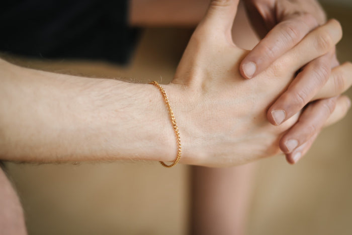 Gold tone links chain bracelet for men, minimalist jewelry for him, Stainless steel