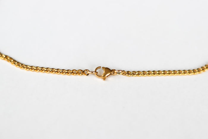 Gold tone stainless steel link chain necklace for men