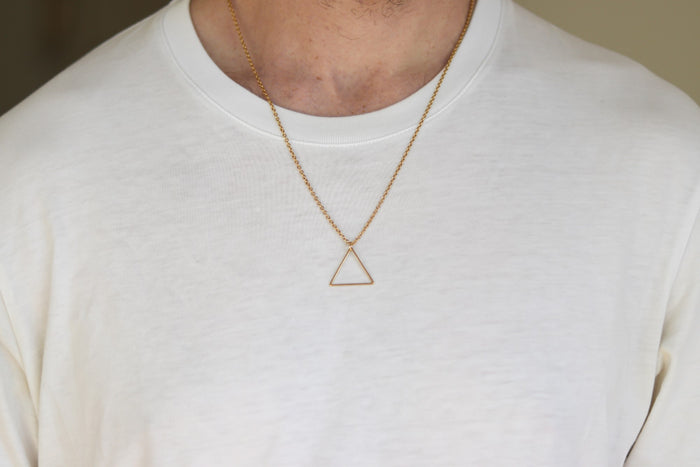 Gold triangle necklace for men, stainless steel chain necklace - shani-adi-jewerly