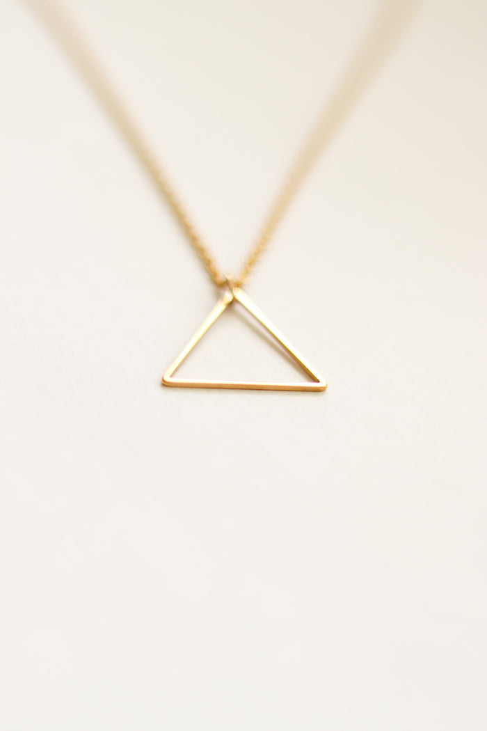 Gold triangle necklace for men, stainless steel chain necklace - shani-adi-jewerly