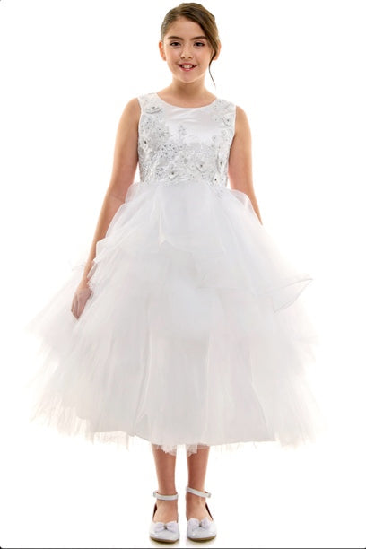 GORGEOUS MULITIFUL TIERED SKIRT WITH HAND BEADED 3D APPLIQUE ON TOP