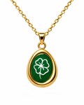 Kleeblatt Anhänger an 925 Sterling Silber Kette, 14K vergoldet, Glücksbringer Schmuck