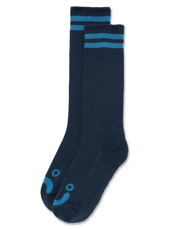 Happy Sad Long Rip Socks - Dark Blue/Blue