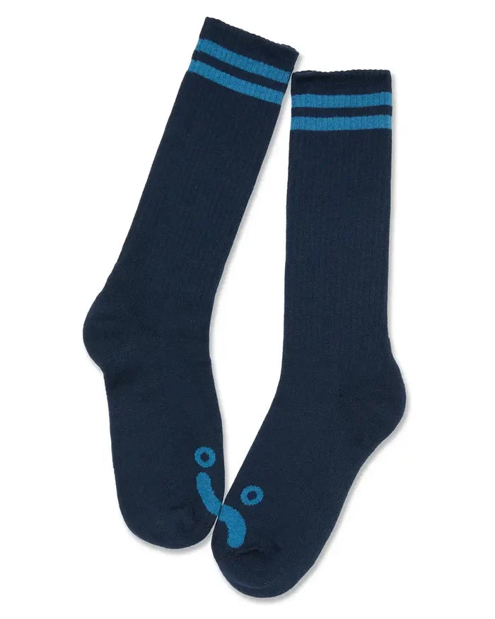 Happy Sad Long Rip Socks - Dark Blue/Blue