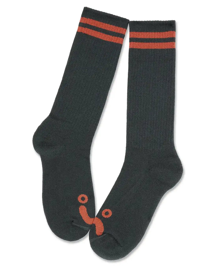 Happy Sad Long Rip Socks - Graphite/Orange