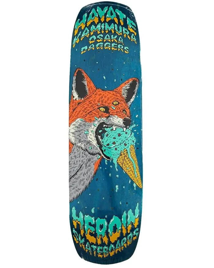 Hayate Fox Shovel Shaped Skateboard Deck - Blue