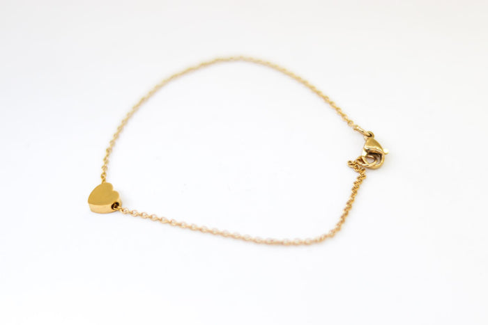 Heart anklet, gold tone chain ankle bracelet, tiny heart, personalised jewelry, festival jewelry