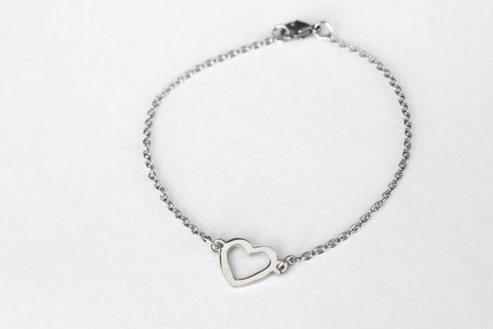 Heart anklet, waterproof silver chain ankle bracelet, custom length, festival jewelry