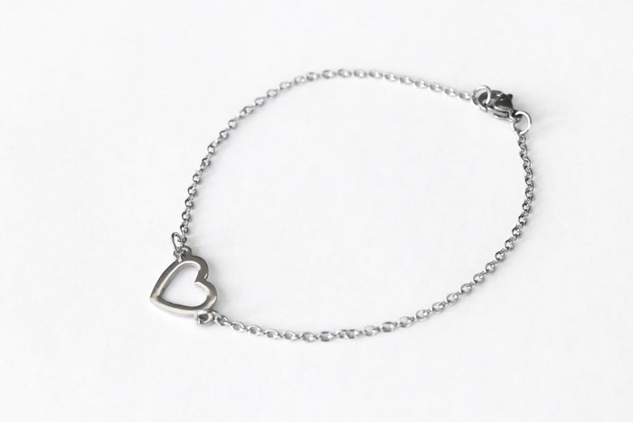 Heart anklet, waterproof silver chain ankle bracelet, custom length, festival jewelry