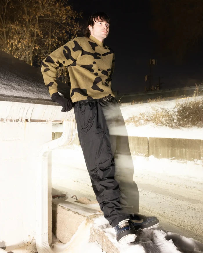 Heavy Knit Polo Sweatshirt - Black