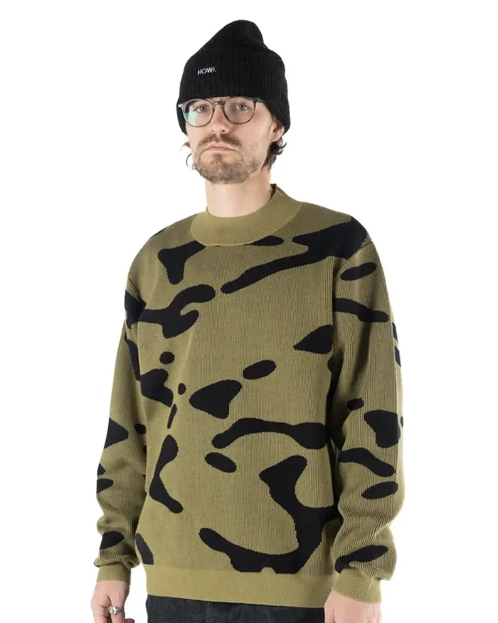 Heavy Knit Polo Sweatshirt - Black