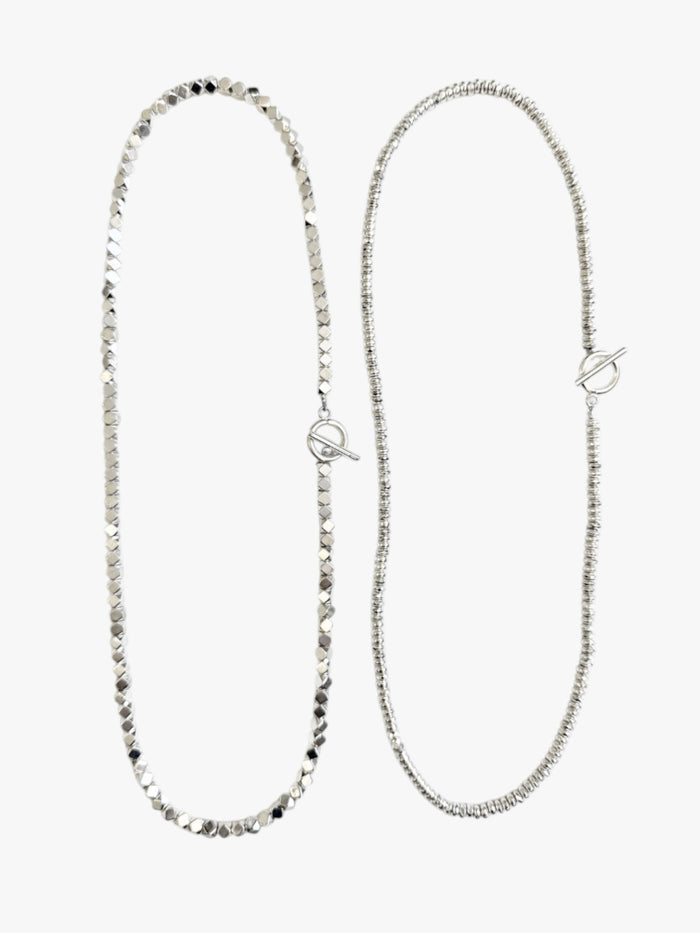 stem&stone graphite gray hematite bead necklace with sterling silver toggle clasp, 18" length