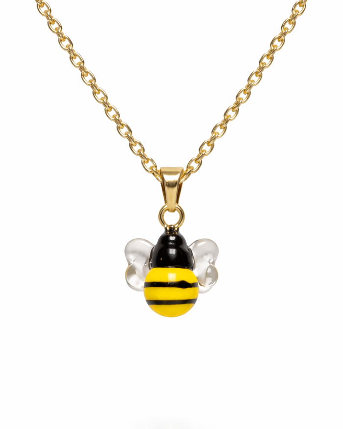 Goldene Sterling-Silber-Kette mit filigranem Bienen-Anhänger – minimalistischer Unisex-Schmuck