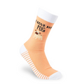 I Love My Pug novelty socks peach front view with dog design