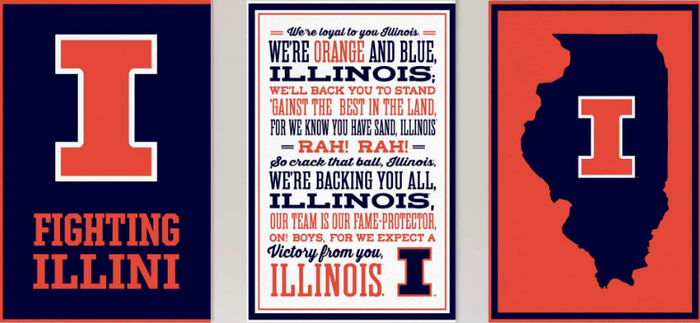 Illinois Adhesive Canvas Decorations