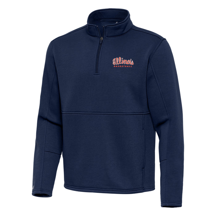 Illinois Basketball Script Men's Navy Quarter-Zip Pullover