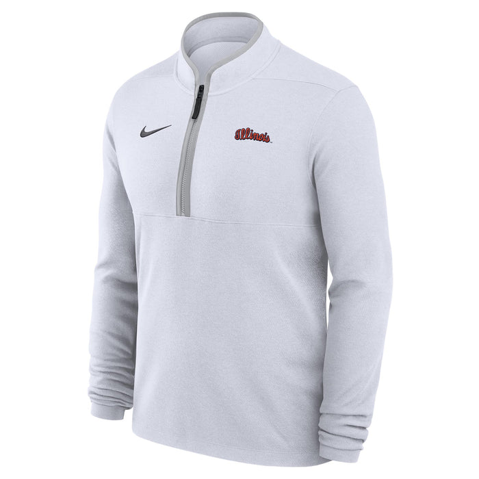 Illinois Fighting Illini Nike Dri-FIT Victory Quarter-Zip Pullover – White with Grey Trim