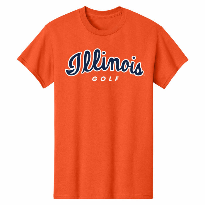 Illinois Fighting Illini Golf T-Shirt Orange Script