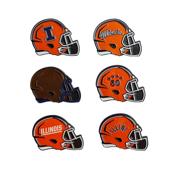 Illinois Football Helmet Pin Set