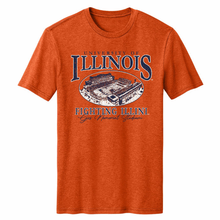 Illinois Football Stadium T-Shirt Orange Vignette