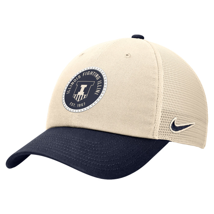 Illinois Hat Nike Tan/Navy Mesh Back Round Logo