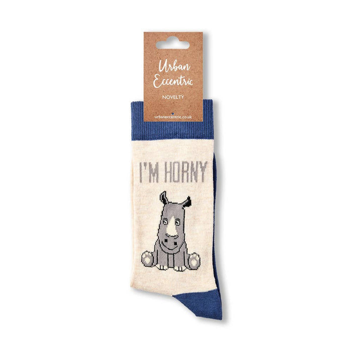 I’m Horny socks with retail tag visible