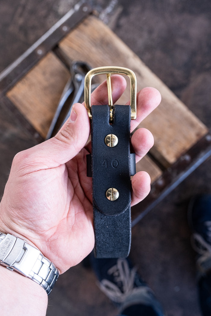 In Stock - Stitched Work Belt / Max Support Black 1.5” / Waist Size 40 (Belt Size 44)