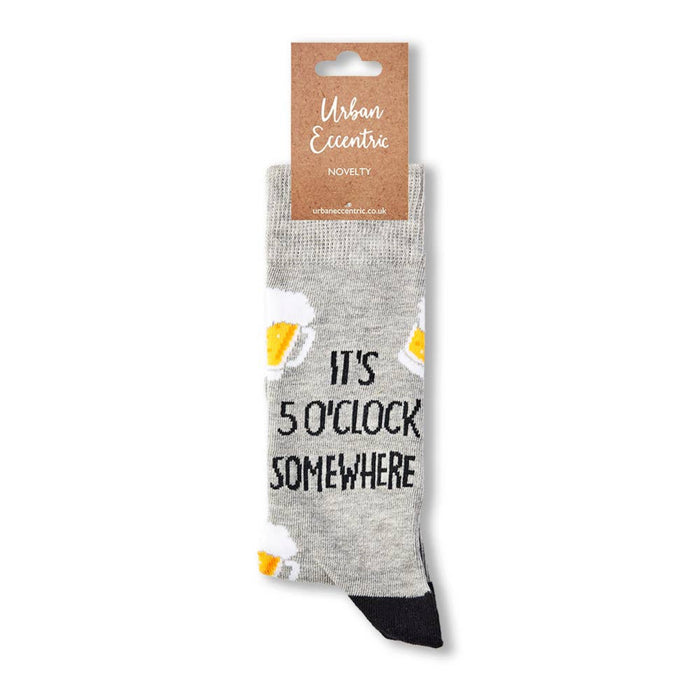 novelty beer socks with retail packaging label