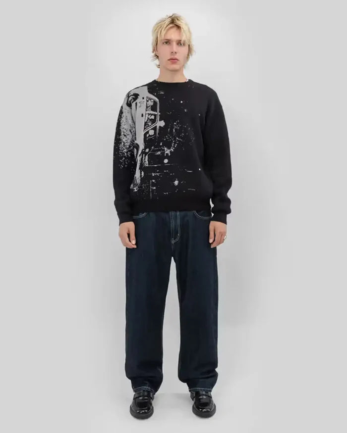 Jacquard Knit Sweatshirt - Grey