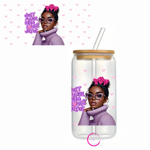 Just a Girl Who Loves Jesus Sipper Cup - UV DTF Wrap