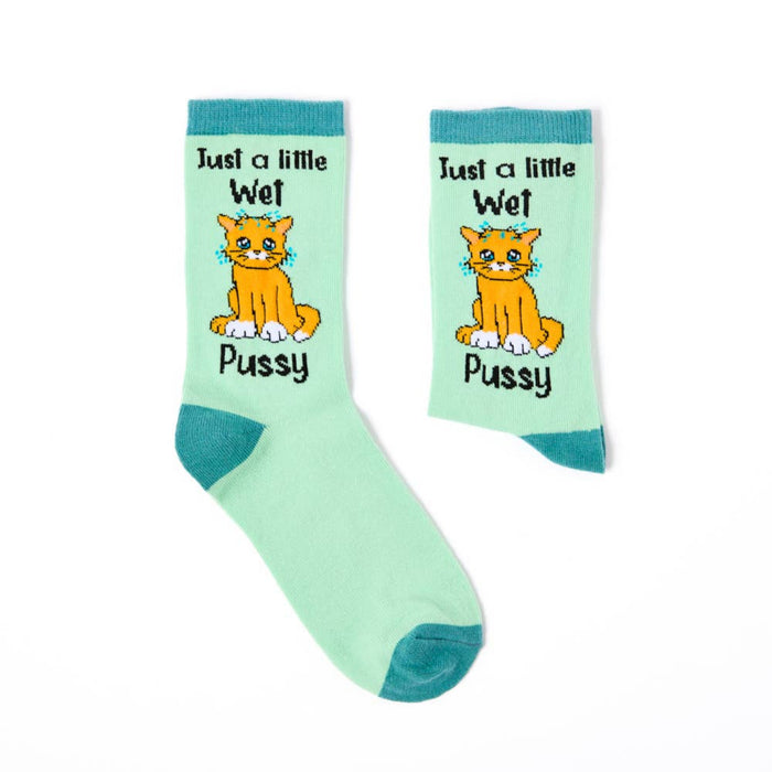 Pair of novelty cat socks showing full design and colours
