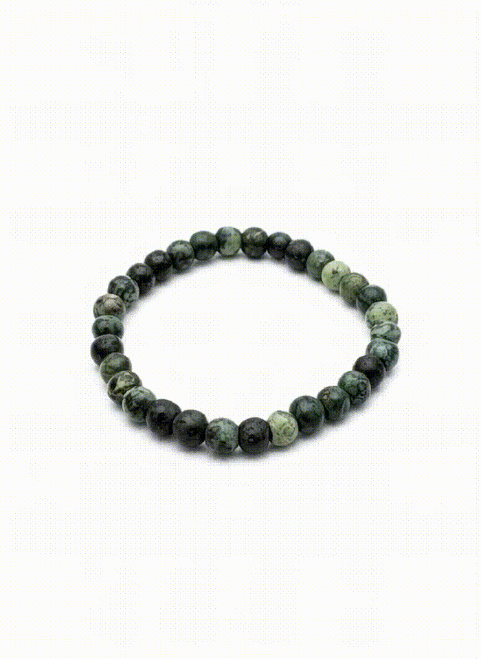 Kambaba Jasper Bracelet For Men Beaded, Energizing Stone Beads, Gemstone Gift For Him