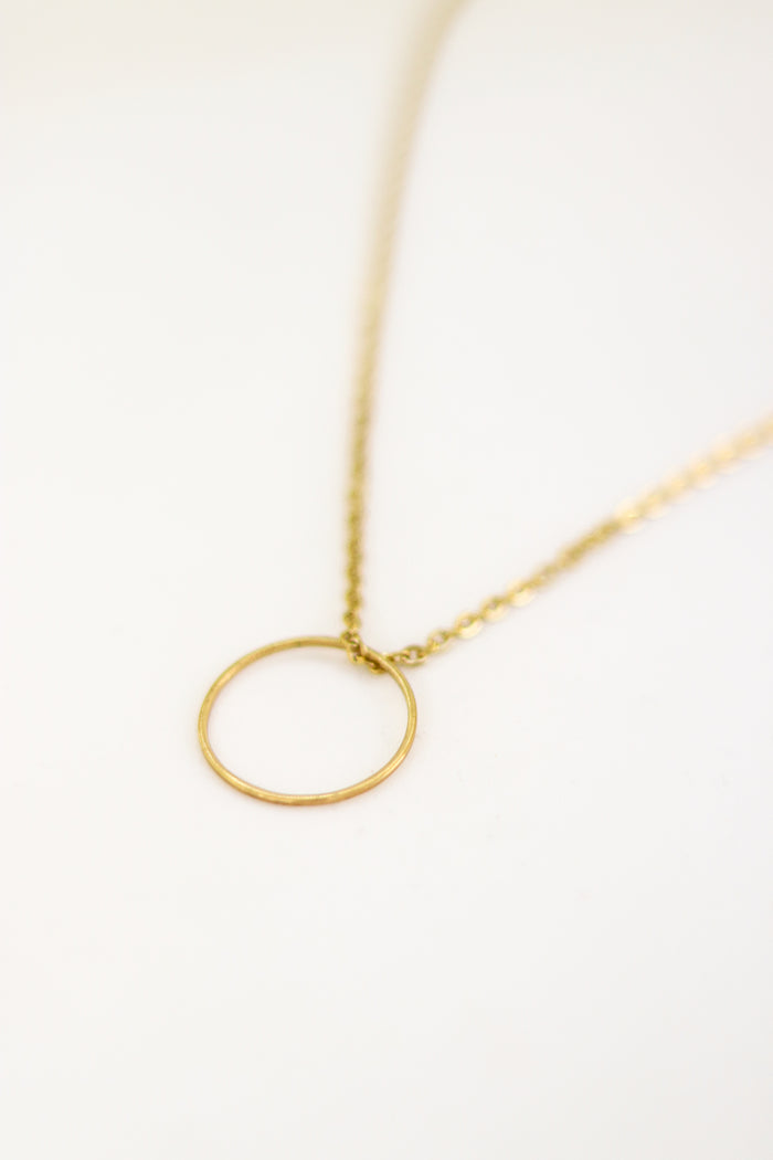 Karma necklace, gold eternity open circle stainless steel chain Layering necklace