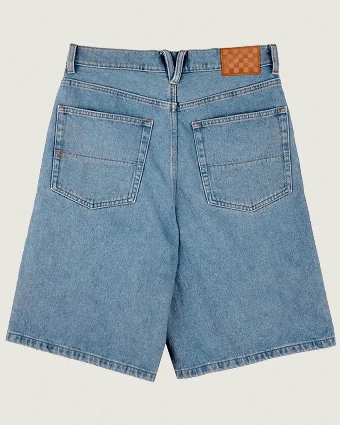 Kids Check-5 Baggy Denim Shorts - Stonewash