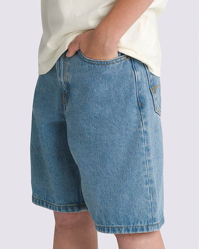 Kids Check-5 Baggy Denim Shorts - Stonewash