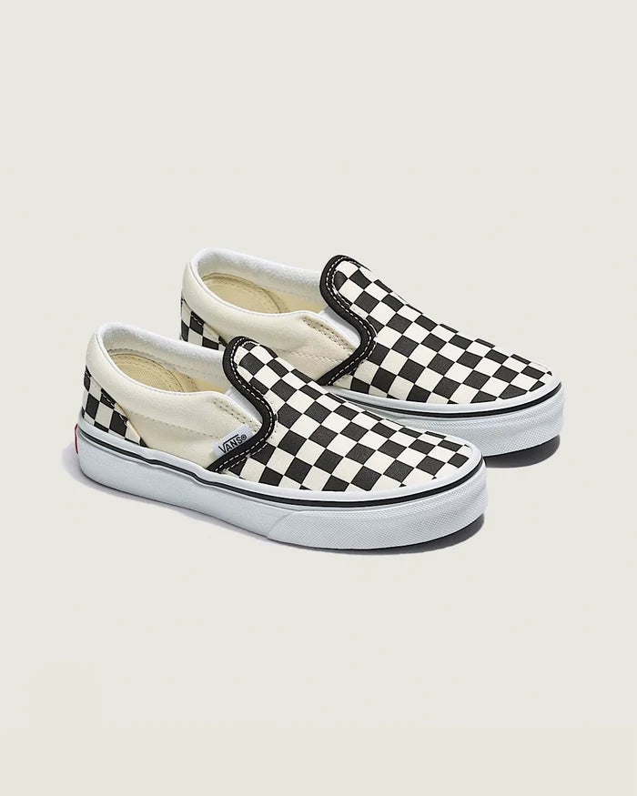 Kids Classic Slip-On Shoes - Checkerboard Black/White