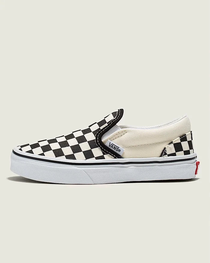 Kids Classic Slip-On Shoes - Checkerboard Black/White
