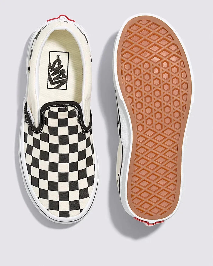 Kids Classic Slip-On Shoes - Checkerboard Black/White