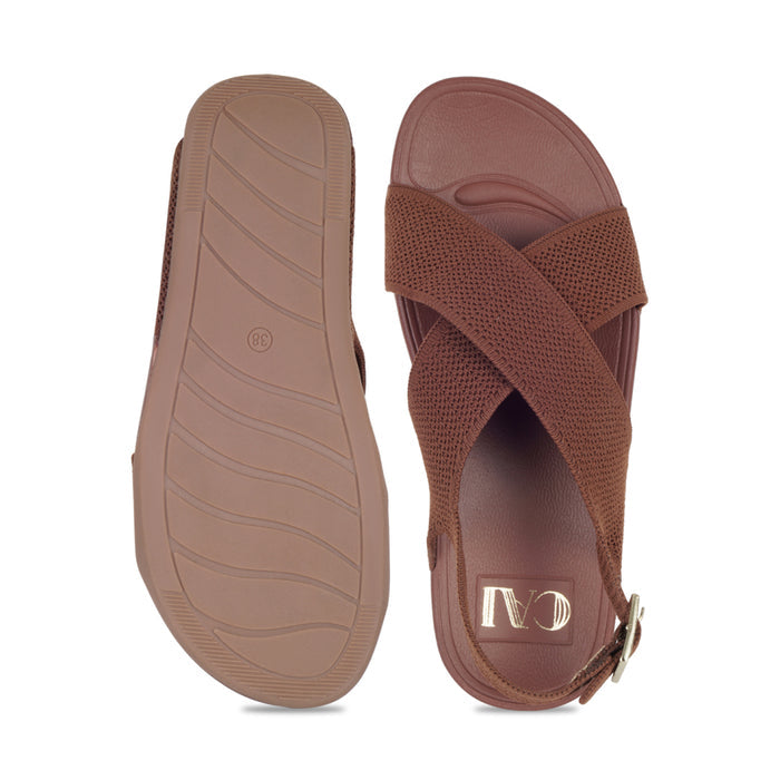Knitted CrossStrap Tan Platform