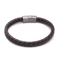 8mm plaited recycled leather bracelet with gunmetal stainless steel magnetic clasp