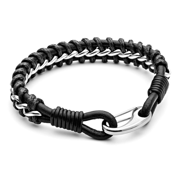 Leather and Steel Bracelet