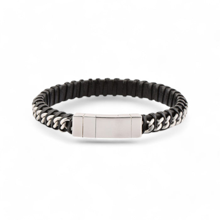 Leather & Curb Chain Bracelet