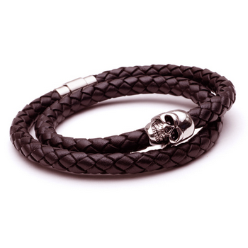 Leather Skull Wrap Bracelet