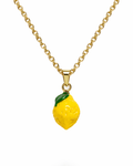 Zitronen-Anhänger an vergoldeter Sterling-Silber-Kette – minimalistischer Unisex-Schmuck